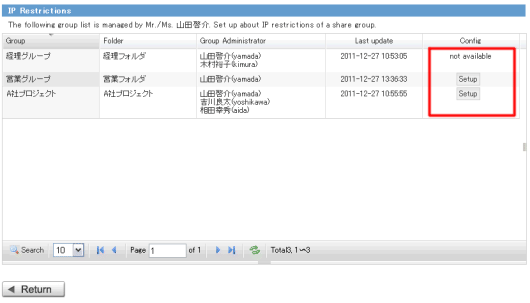 setup : share groups list of IP Restrictions